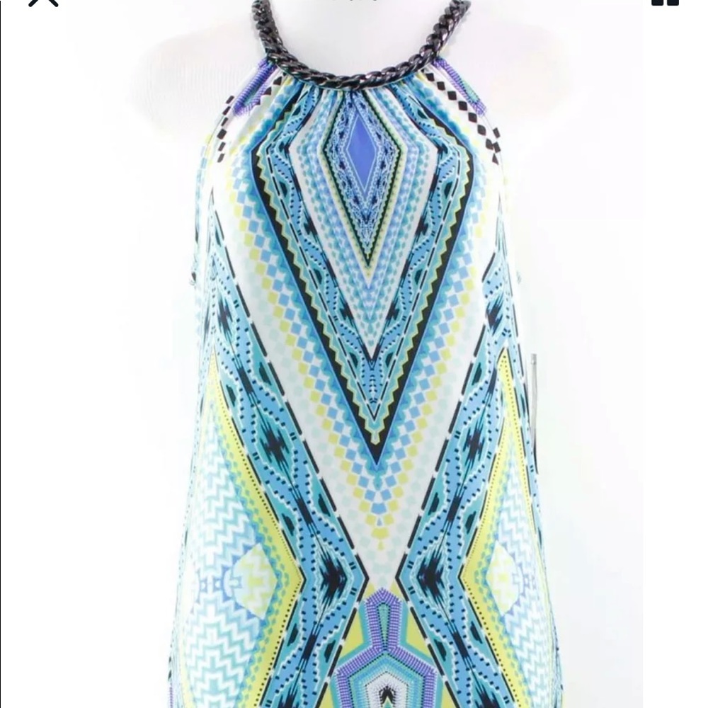 NWT S MSK Boho Print Jewel Neck Sheath Dress